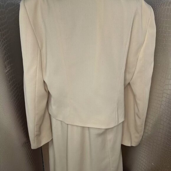 Valentino Miss V Italy Vintage Blazer Skirt Suit Cream Sz 14 Wool - Picture 4 of 8